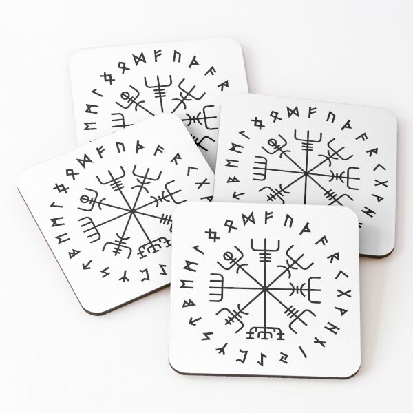 Item preview, Norse Vegvisir Elder Futhark Pagan Viking Runes Black designed and sold by BluePagan.