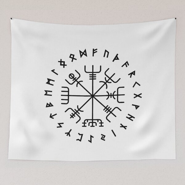 Item preview, Norse Vegvisir Elder Futhark Pagan Viking Runes Black designed and sold by BluePagan.