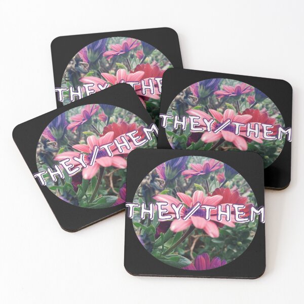 Item preview, They/Them Pronouns Logo with Purple and Pink Flowers designed and sold by homotropic.
