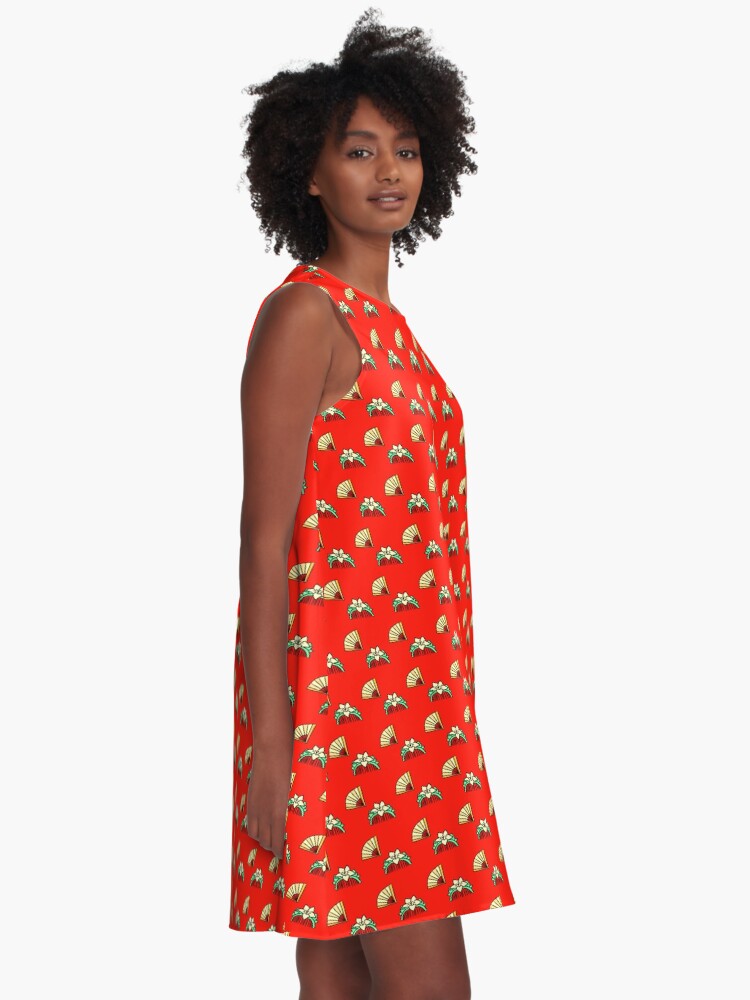 Alternate view of Paper Fan & Matching Comb A-Line Dress