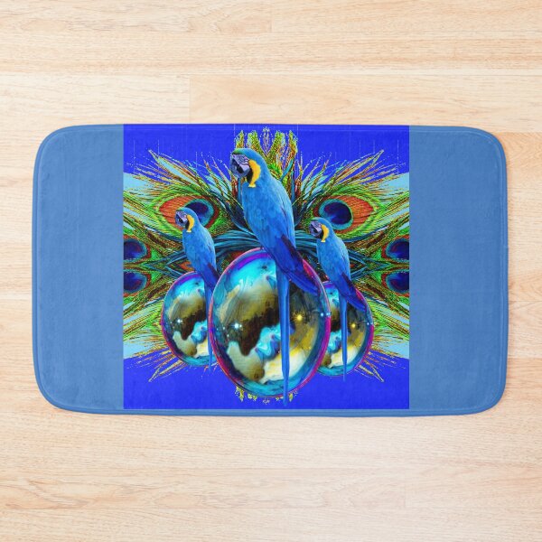 Item preview, FEATHERS & TROPICAL BLUE MACAWS ON BLUE BALLS ROYAL BLUE ART designed and sold by sharlesart.