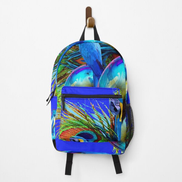 Item preview, FEATHERS & TROPICAL BLUE MACAWS ON BLUE BALLS ROYAL BLUE ART designed and sold by sharlesart.