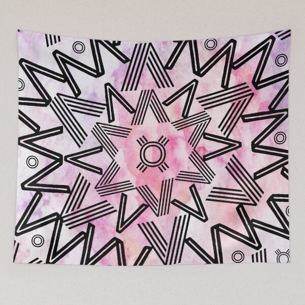 Item preview, Pastel Pinks Watercolor Tie Dye Spikes Mandala  designed and sold by Designs By YL.
