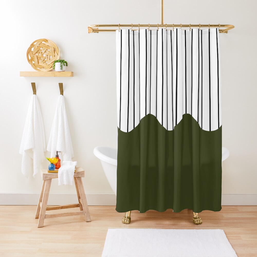 "Wave & Lines (Olive Green)" Shower Curtain for Sale by summer-sun-art ...