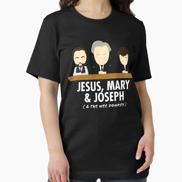 Aperçu de l'œuvre Jésus, Marie, Joseph et le petit âne créée et vendue par Nerd Shizzle.