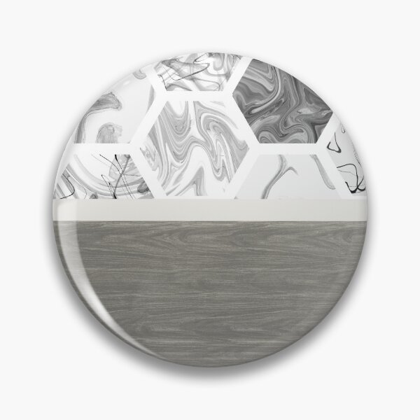 Item preview, White black and gray marble hexagon with gray wood design designed and sold by LeahsColorBox.