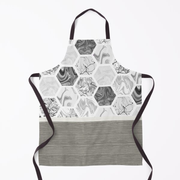Item preview, White black and gray marble hexagon with gray wood design designed and sold by LeahsColorBox.