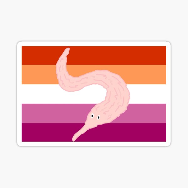 Vista previa del artículo con la obra «gusano de bandera lesbiana», diseñado y vendido por catgirlcarlee.