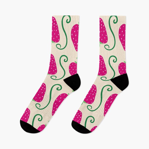Item preview, pink strawberries pattern designed and sold by rysunki-malunki.