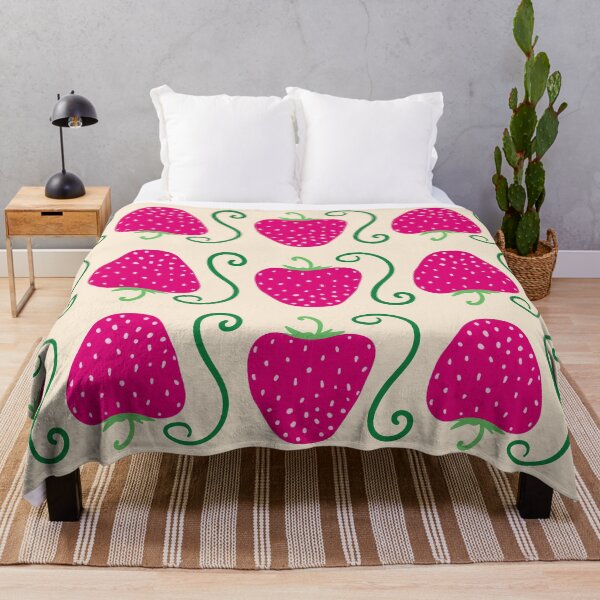 Item preview, pink strawberries pattern designed and sold by rysunki-malunki.