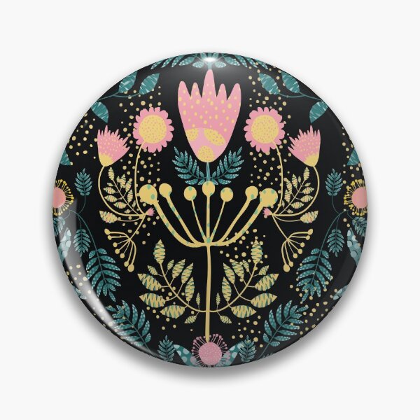 Item preview, Maayo Elegant Pink Gold Black Folk Florals designed and sold by beateallerton.