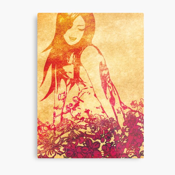 Girl in flowers Metal Print
