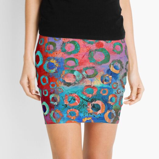 Brightly Colored Contemporary Circle Pattern Mini Skirt