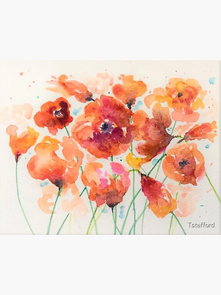 Impression rigide « Fleurs aquarelles en vrac abstraites en orange », par  Tstafford | Redbubble