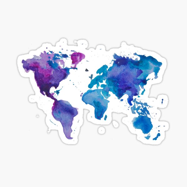 Watercolor Map of the World Sticker