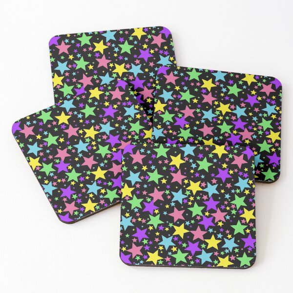 Item preview, Colorful Random Star Abstract Pattern (black background) designed and sold by mrtraz.