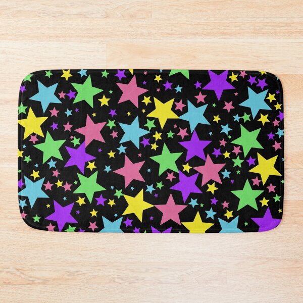 Item preview, Colorful Random Star Abstract Pattern (black background) designed and sold by mrtraz.