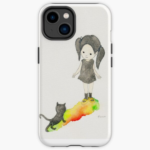 Girl and black cat iPhone Tough Case