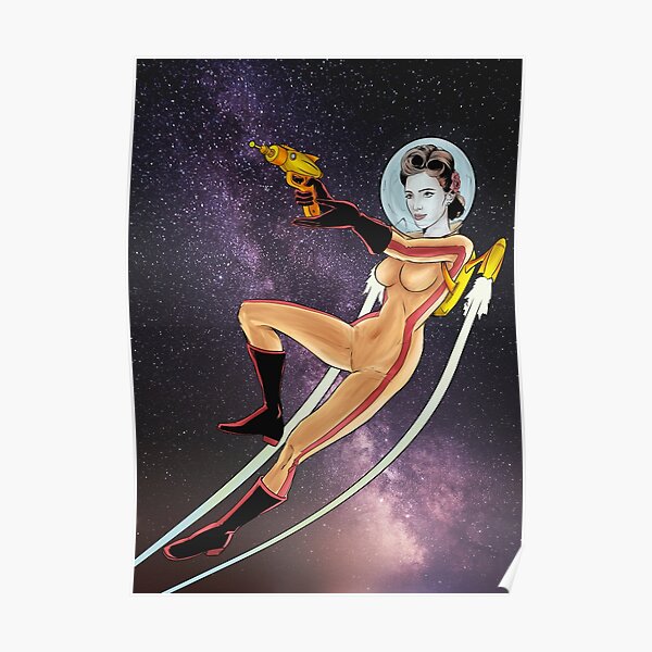 Space Girl, retro sci fi pin-up Poster