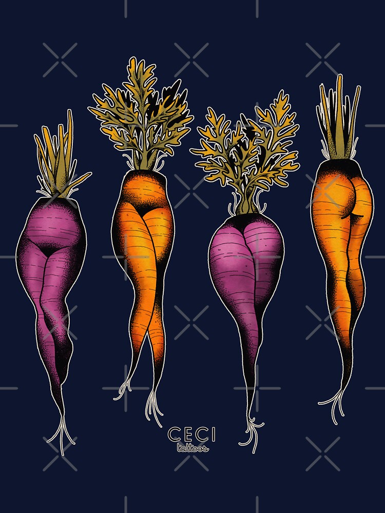 Thumbnail 7 of 7, Classic T-Shirt, Sexy carrots botanical chart tattoo flash designed and sold by ceciliagranata.
