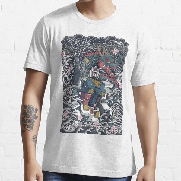 Aperçu de l'œuvre Tatouage de dragon bleu Gundam créée et vendue par Snapnfit.