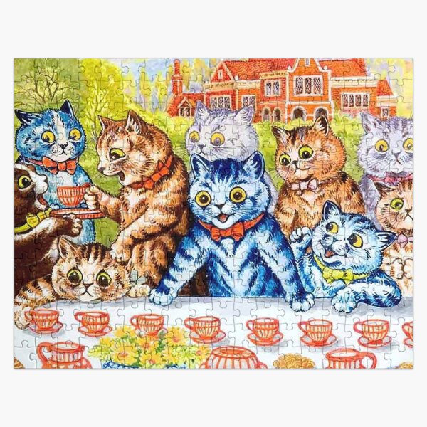 CAT SOCIAL TEA PARTY : Vintage Louis Wain Abstract Print Jigsaw Puzzle