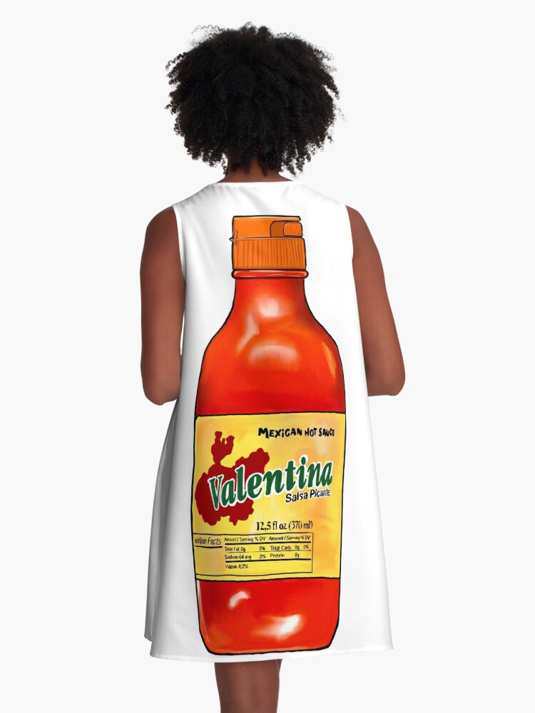 Valentina Mexican Hispanic hot sauce sticker design A-Line Dress