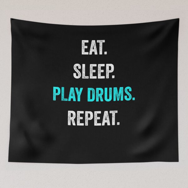 Item preview, Eat Sleep Play Drums Repeat Musical Instrument Drummer Blue Gift  designed and sold by rubysheila.