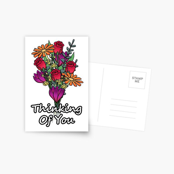 Card - Thinking of You Flowers, Flower Digital Art. Postcard