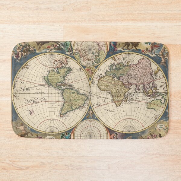 Item preview, Antique map of the world in 1690, Novissima Totius Terrarum Orbis Tabula designed and sold by ganje.