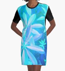 Tropical neon foliage print Graphic T-Shirt Dress
