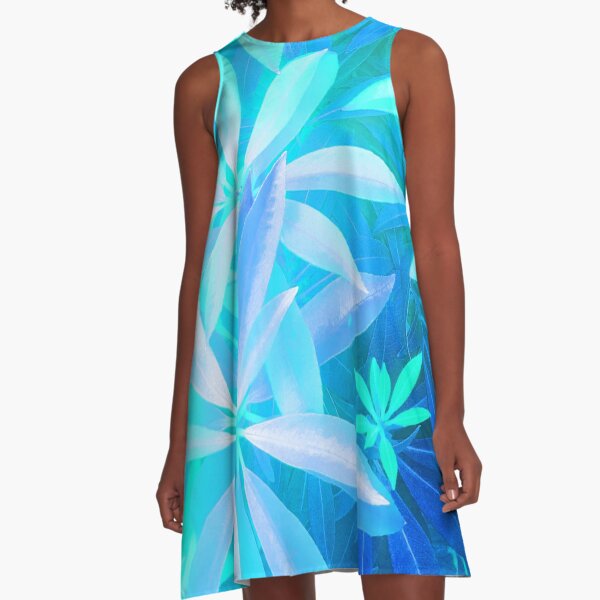 Tropical neon foliage print A-Line Dress
