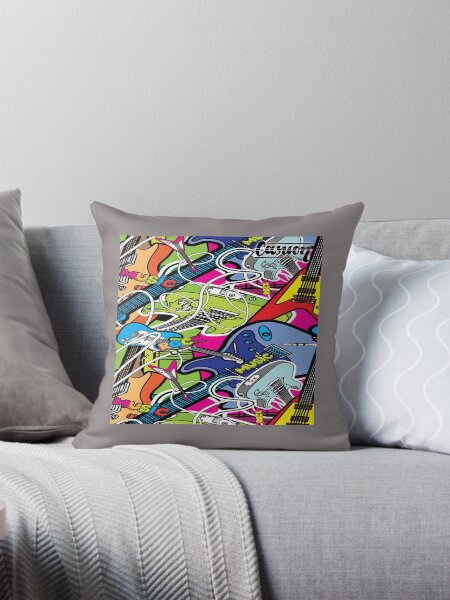 Colorful Music Graffiti - Casuon Throw Pillow