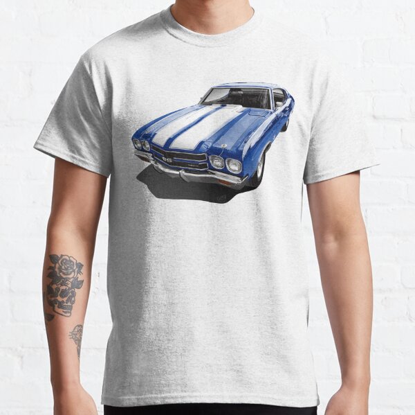 Classic car 1970 Chevelle Turbo Mens Indigo Blue 100% cotton light weight summer Tshirt street machines Muscle cars