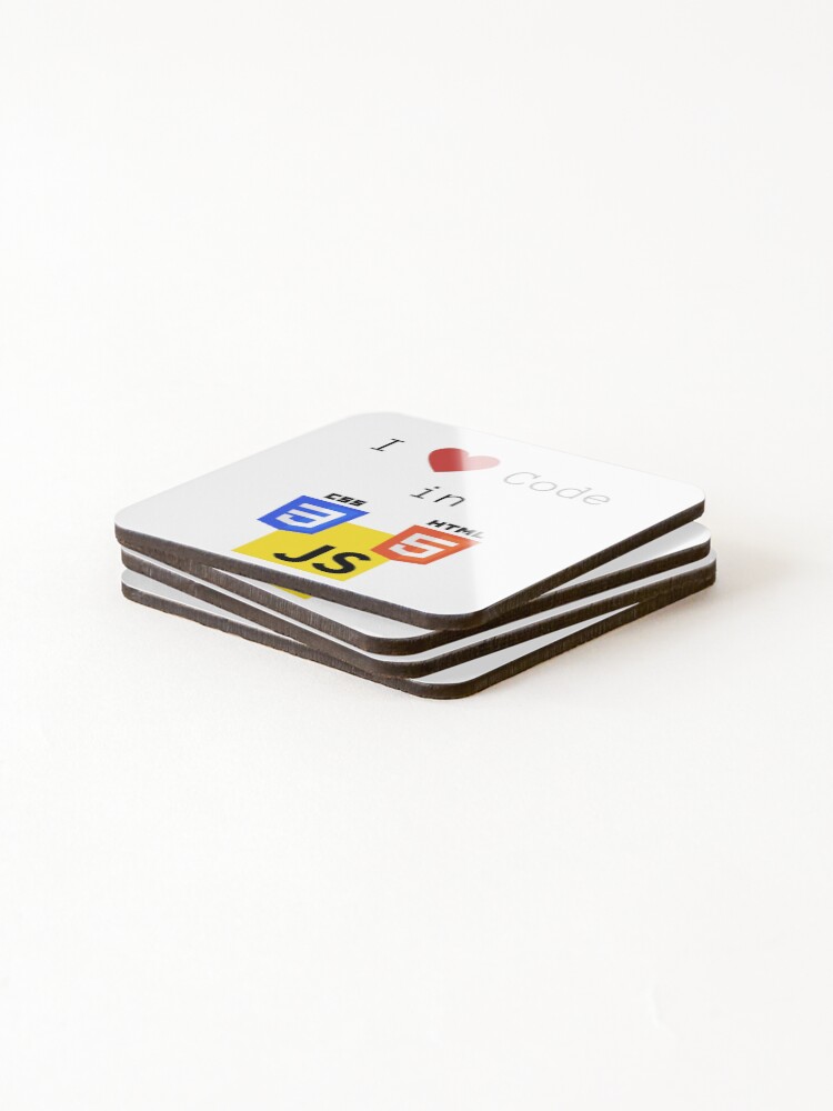 Thumbnail 4 of 5, Coasters (Set of 4), I love to Code in HTML5/CSS3/JavaScript designed and sold by lsepolis123.