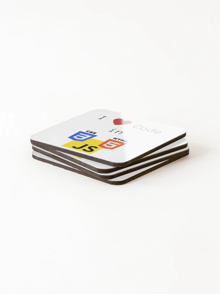 Thumbnail 4 of 5, Coasters (Set of 4), I love to Code in HTML5/CSS3/JavaScript designed and sold by lsepolis123.