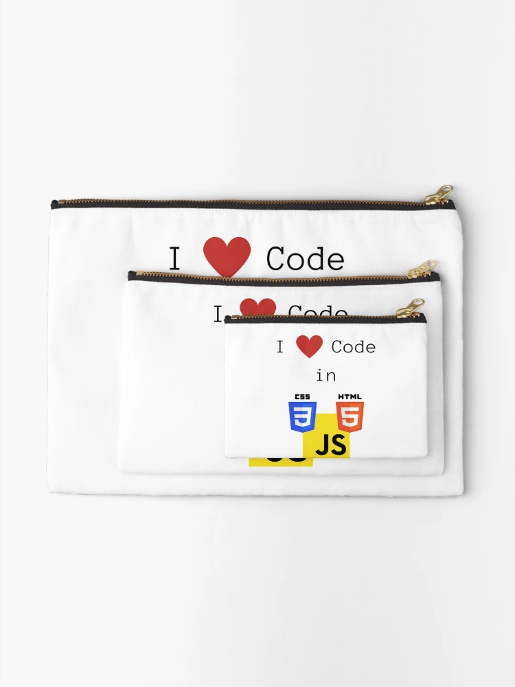 Thumbnail 2 of 4, Zipper Pouch, I love to Code in HTML5/CSS3/JavaScript designed and sold by lsepolis123.