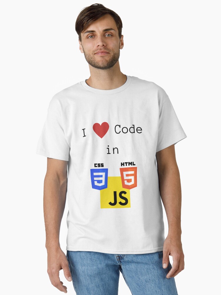 Thumbnail 1 of 7, Classic T-Shirt, I love to Code in HTML5/CSS3/JavaScript designed and sold by lsepolis123.