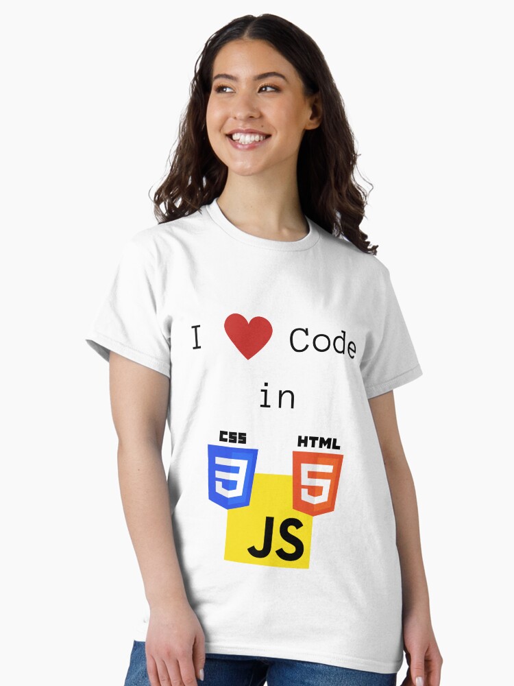 Thumbnail 2 of 7, Classic T-Shirt, I love to Code in HTML5/CSS3/JavaScript designed and sold by lsepolis123.