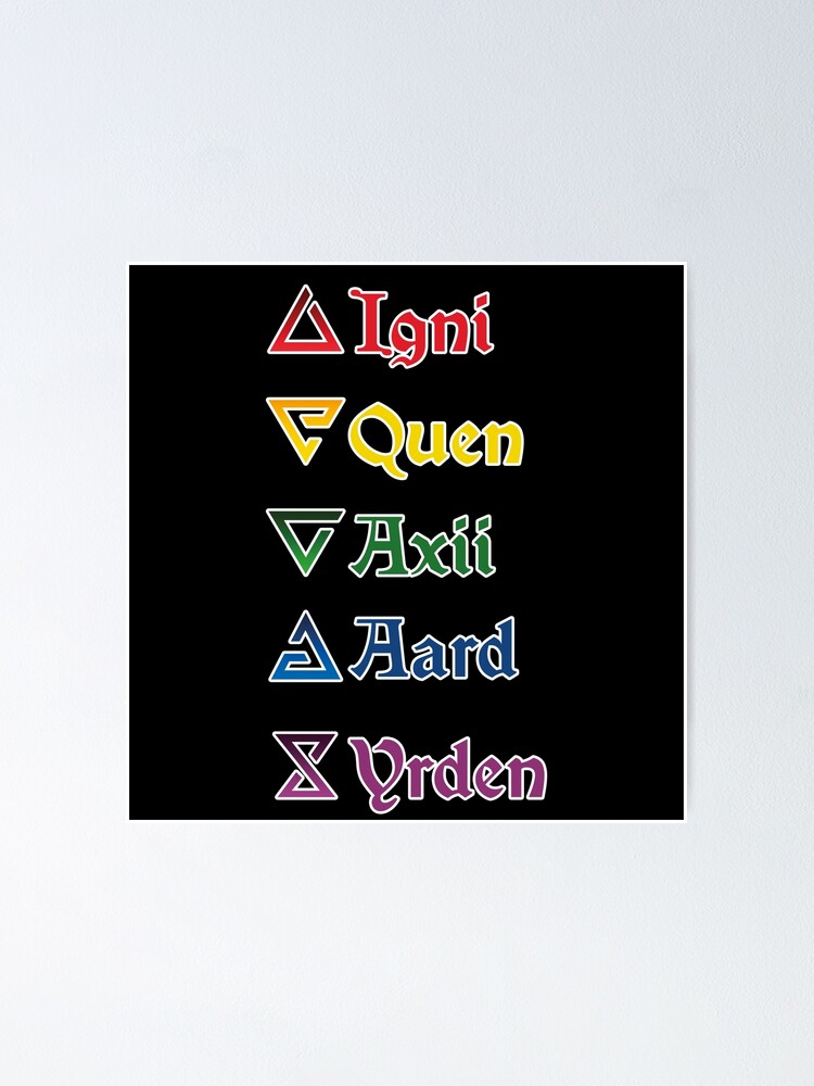 "Witcher Signs Vertical List" Poster for Sale by PandemoniumBox Redbubble