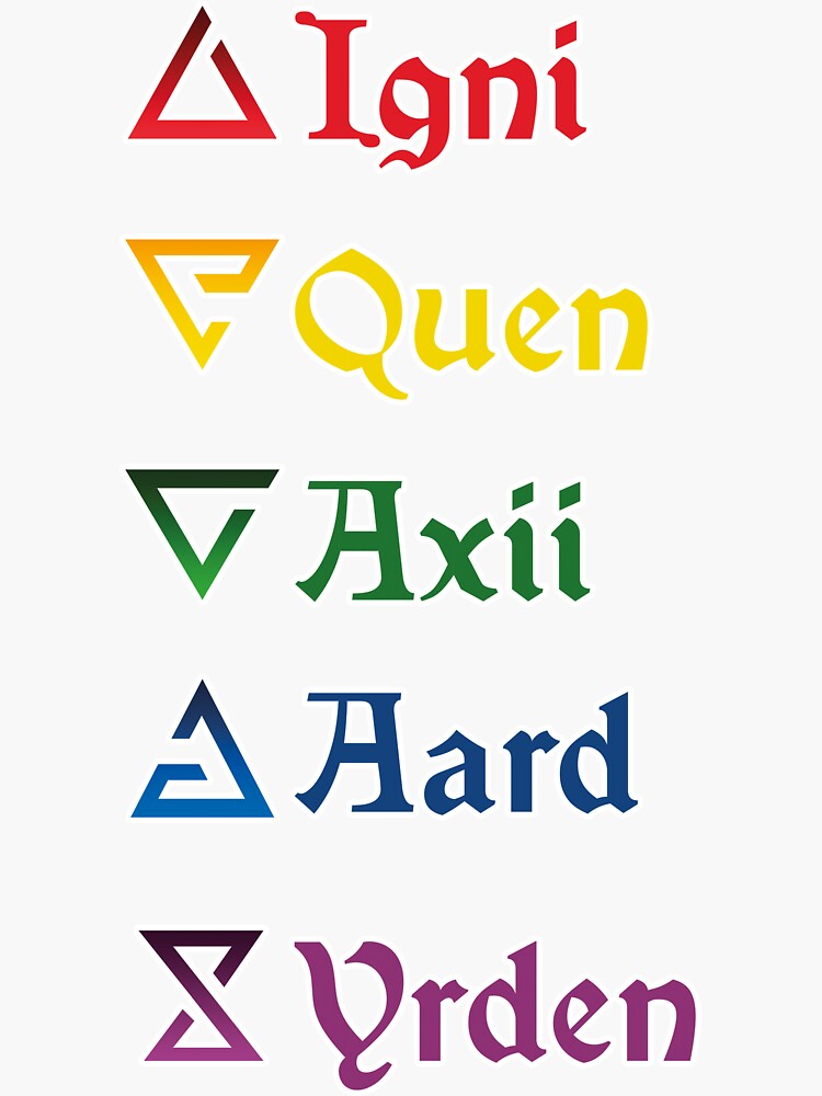 "Witcher Signs Vertical List" Sticker for Sale by PandemoniumBox