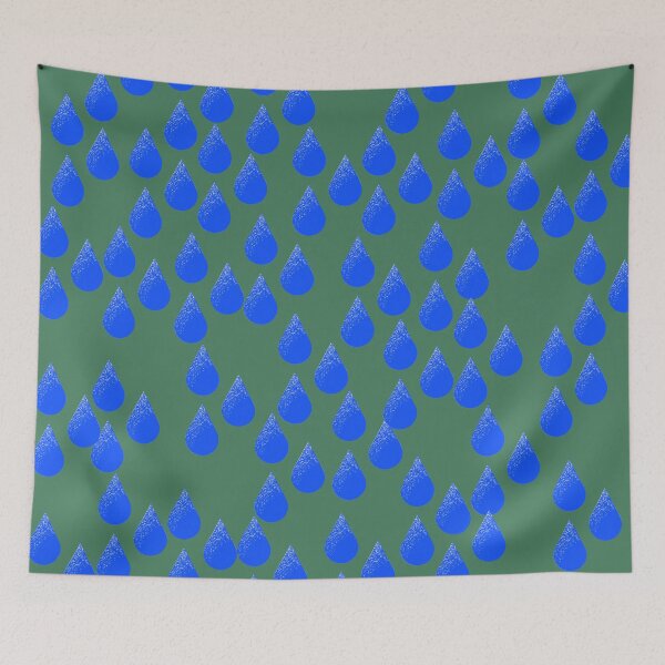 Item preview, Amazing Glowing Dark Blue Raindrops on Green designed and sold by ShaunSandhu.