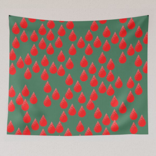 Item preview, Amazing Glowing Bright Red Raindrops on Green designed and sold by ShaunSandhu.