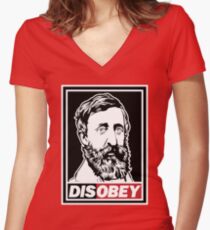 Henry David Thoreau "Disobey" Women's Fitted V-Neck T-Shirt