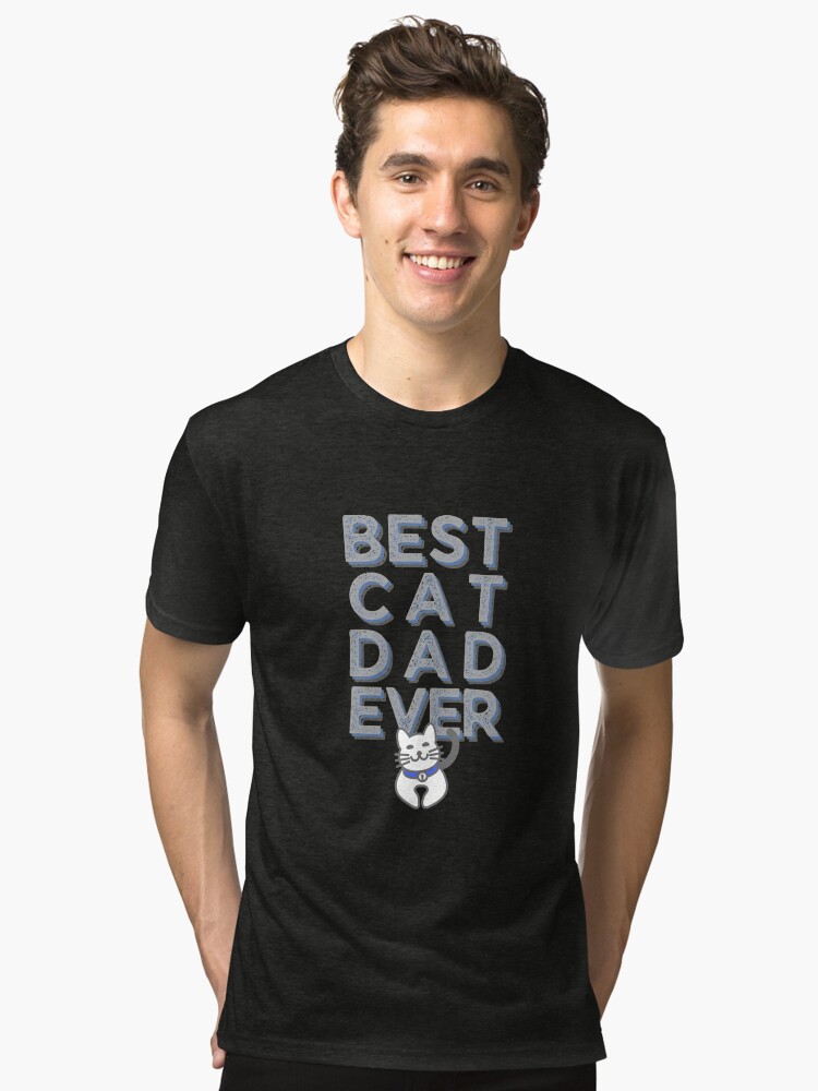 BEST CAT DAD EVER Kawaii Cat Design Tri-blend T-Shirt