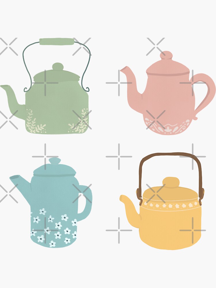 tea kettles and teapots  Sticker for Sale by starbcund