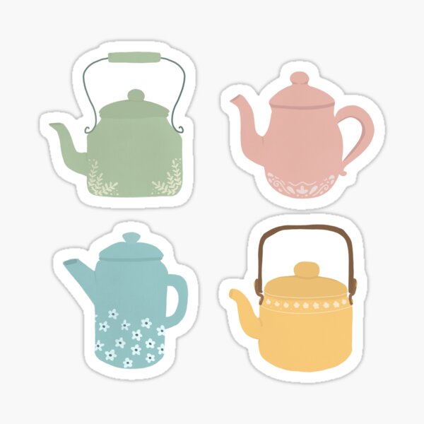 tea kettles and teapots  Sticker for Sale by starbcund