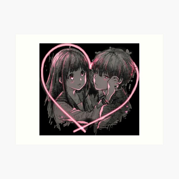 Cute anime couple kiss Art Board Print for Sale by SADDESTONE