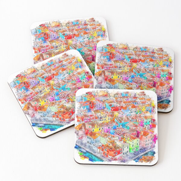 Item preview, Burano The Colorful Island of Lace Italy Watercolor designed and sold by VerboShop.