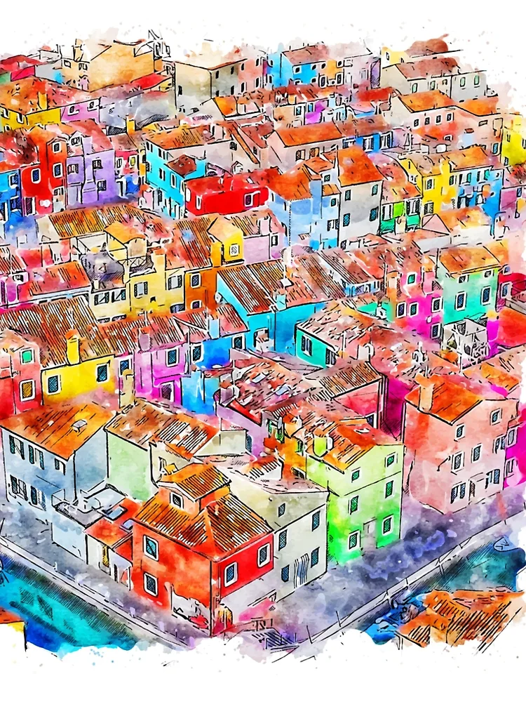 "Burano The Colorful Island of Lace Italy Watercolor" A-Line Dress by  VerboShop | Redbubble